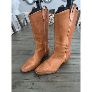 Free People We The Free Montage Tall Western Leather Boots Taupe Tan Size 7.5